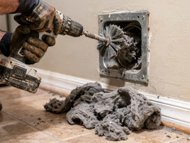 Certified Placentia Dryer Vent Cleaning technician performing dryer vent cleaning in Placentia